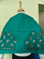 Sea Green Cotton Kantha Stitch Blouse Material - Image 4