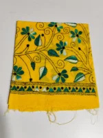 Kantha stitch Cotton Blouse piece For Women (yellow )