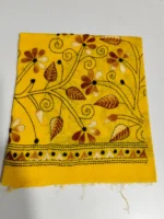 yellow Cotton Kantha Stitch Blouse Material