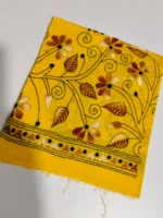 yellow Cotton Kantha Stitch Blouse Material - Image 3