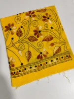 yellow Cotton Kantha Stitch Blouse Material - Image 2