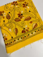 yellow Cotton Kantha Stitch Blouse Material - Image 4