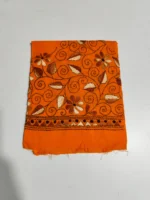 orange Cotton Kantha Stitch Blouse Material