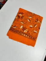 orange Cotton Kantha Stitch Blouse Material - Image 2