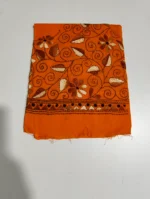 orange Cotton Kantha Stitch Blouse Material - Image 4