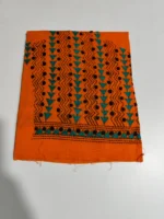 Orange Cotton Kantha Stitch Blouse Material - Image 4