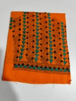 Orange Cotton Kantha Stitch Blouse Material