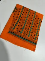 Orange Cotton Kantha Stitch Blouse Material - Image 2