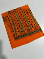 Orange Cotton Kantha Stitch Blouse Material - Image 3