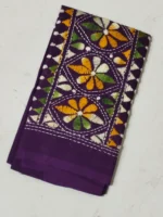Purple Cotton Kantha Stitch Blouse Piece - Image 2