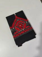 Black Kantha Work Blouse Piece - Image 3