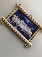 Handcrafted Wooden Wall Hanging with Running Horses Night Scene Painting - Image 5