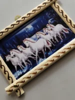 Handcrafted Wooden Wall Hanging with Running Horses Night Scene Painting - Image 2