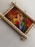 Handcrafted Wooden Wall Hanging with Radha Krishna Art Design - Image 2