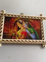 Handcrafted Wooden Wall Hanging with Radha Krishna Art Design - Image 4