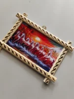Handcrafted Wooden Wall Hanging with Running Horses Sunset Scene - Image 5