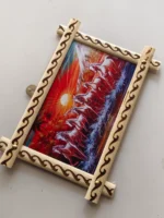 Handcrafted Wooden Wall Hanging with Running Horses Sunset Scene - Image 3