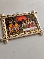 Handcrafted Wooden Wall Hanging with Traditional Folk Dance Painting
