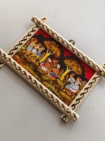 Handcrafted Wooden Wall Hanging with Traditional Folk Dance Painting - Image 3