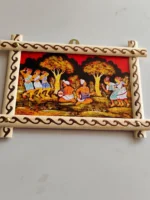 Handcrafted Wooden Wall Hanging with Traditional Folk Dance Painting