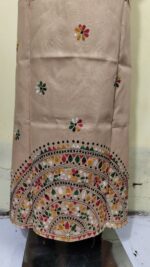 Kantha Stitch Cotton Kaftan Nighty – Peach Floral Hand Embroidery - Image 4