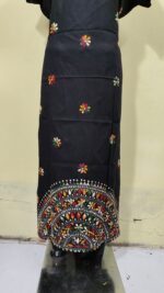 Black Color Cotton Kantha Stitch Kaftan Nighty for Women - Image 6
