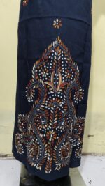 Kantha Stitch Cotton Kaftan Nighty Black color for Women - Image 4