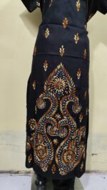 Kantha Stitch Cotton Kaftan Nighty Black color for Women - Image 5