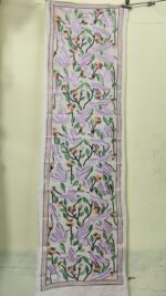 D Tussar Silk Kantha Stitch Stole with Multicolor Bird & Floral Design