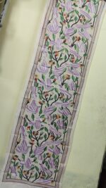 D Tussar Silk Kantha Stitch Stole with Multicolor Bird & Floral Design - Image 2