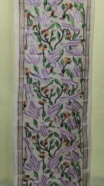 D Tussar Silk Kantha Stitch Stole with Multicolor Bird & Floral Design - Image 4