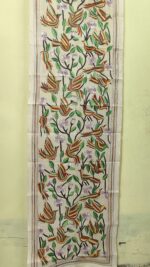 DTussar Silk Kantha Stitch Stole Bird & Floral Design