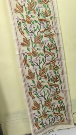 DTussar Silk Kantha Stitch Stole Bird & Floral Design - Image 3