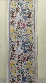 D Tussar Silk Kantha Stitch Stole with Handcrafted Animal & Bird Motif - Image 4