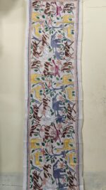 D Tussar Silk Kantha Stitch Stole with Handcrafted Animal & Bird Motif