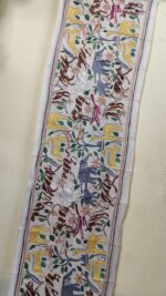 D Tussar Silk Kantha Stitch Stole with Handcrafted Animal & Bird Motif - Image 2
