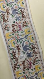 D Tussar Silk Kantha Stitch Stole with Handcrafted Animal & Bird Motif - Image 6