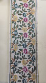 D Tussar Silk Kantha Stitch Stole with Multicolor Floral Motif - Image 4