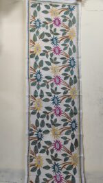 D Tussar Silk Kantha Stitch Stole with Multicolor Floral Motif