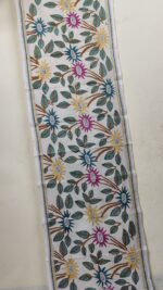 D Tussar Silk Kantha Stitch Stole with Multicolor Floral Motif - Image 2