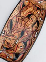 Handcrafted Wooden Serving Tray with Folk Fish Art Design - Image 2
