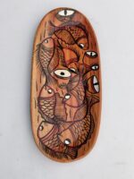 Handcraft Wooden Serving Tray with Folk Fish Art Design - Image 3