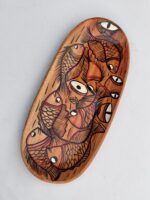 Handcraft Wooden Serving Tray with Folk Fish Art Design - Image 2