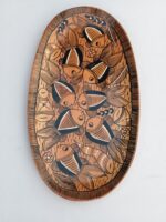 Handcraft Wooden Serving Tray with Minimalist Fish Line Art Design