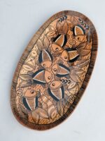 Handcraft Wooden Serving Tray with Minimalist Fish Line Art Design - Image 2