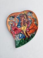 Handcrafted Wooden Heart Shape Tray with Tribal Folk Art Design - Image 4