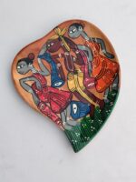 Handcrafted Wooden Heart Shape Tray with Tribal Folk Art Design