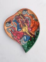 Handcrafted Wooden Heart Shape Tray with Tribal Folk Art Design - Image 3