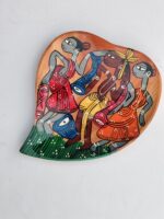 Handcrafted Wooden Heart Shape Tray with Tribal Folk Art Design - Image 5