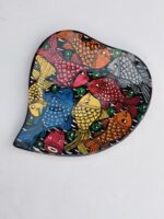 Handcrafted Wooden Heart Shape Tray with Colorful Folk Fish Art - Image 2